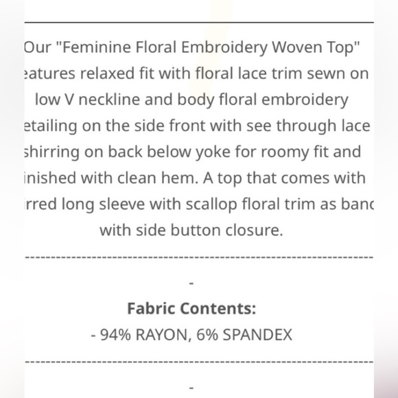 $55 start 210 LAST ONE  🎅🏻POL floral embroidered top - Picture 7 of 8